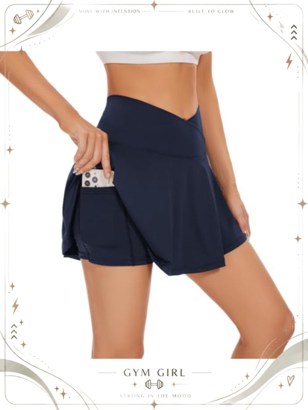 Women's Crossover Tennis Skirt with Pockets High Waisted Pleated Golf Skorts